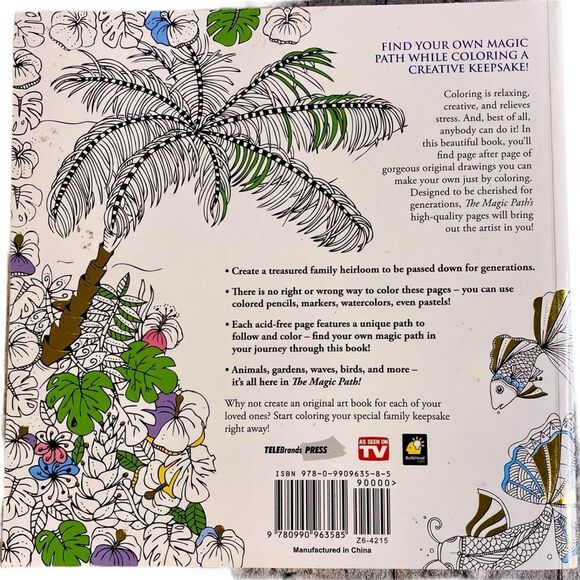 The Magic Path by Colorama Adult Coloring Book Floral Animal Bird Patterns - Picture 2 of 10